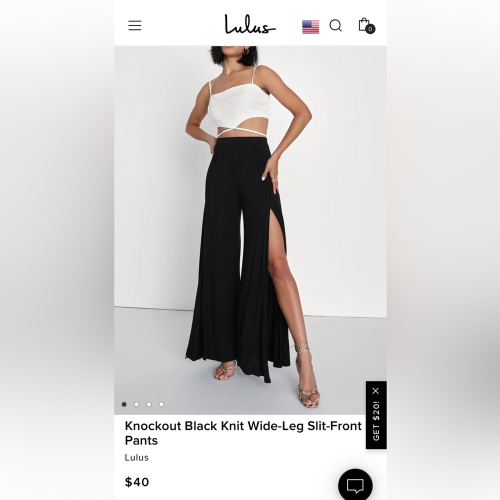 Lulu's Black Wide-Leg Slit-Front Pants